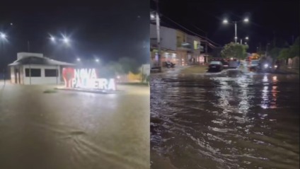 Após 20 anos, chuva provoca cheia em rio no Curimataú da Paraíba