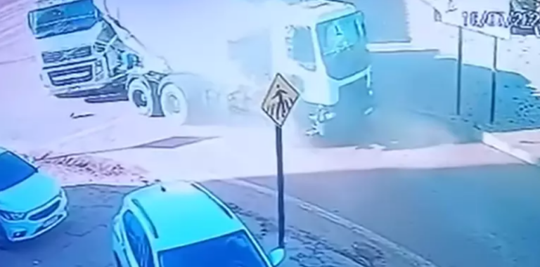 Motorista de betoneira dá ré e esmaga caminhoneiro após discussão de trânsito