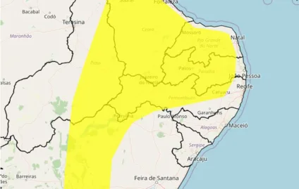 Meteorologia emite alerta de perigo potencial de vendaval para os 223 municípios da Paraíba 