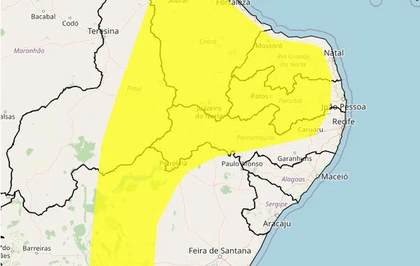 Meteorologia emite alerta de perigo potencial de vendaval para os 223 municípios da Paraíba 