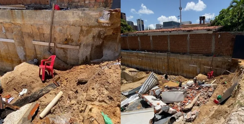 Muro de prédio em construção desaba e deixa trabalhador ferido em Tambaú