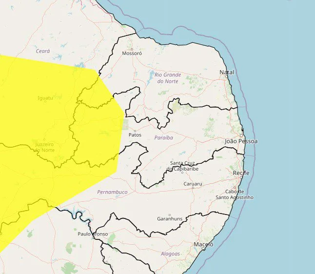 Inmet emite alerta de umidade inferior a 30% em 67 cidades da Paraíba; veja a lista