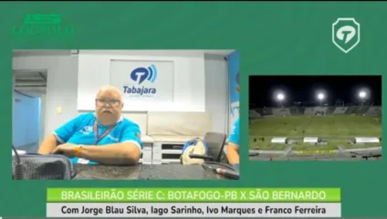 Tabajara foi líder de audiência durante transmissão de Botafogo-PB x São Bernardo no YouTube; veja os números