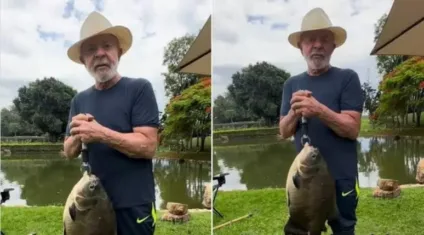 Lula pesca peixe de 6 kg na véspera de seu aniversário: "Meu grande presente"