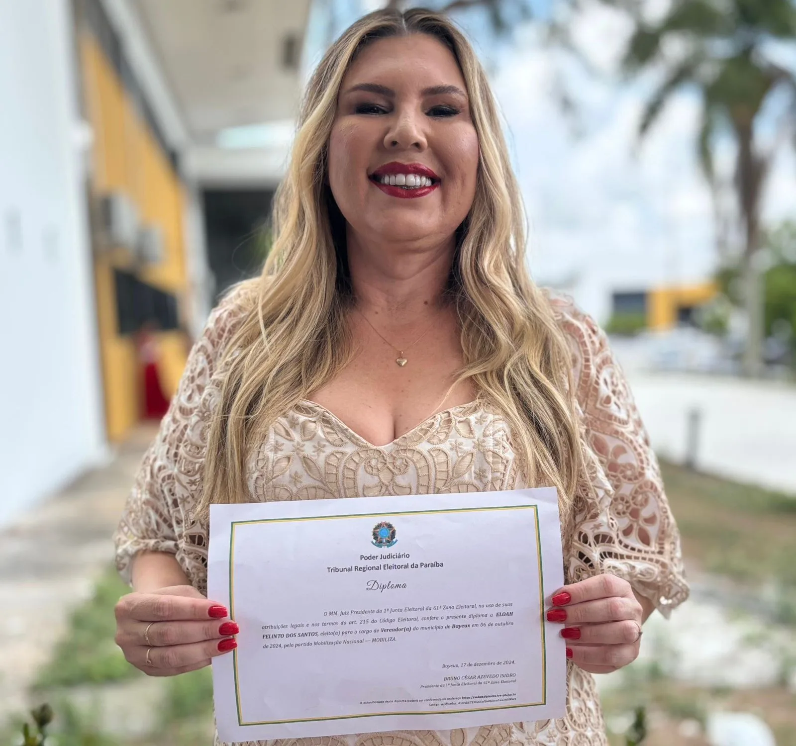 Eloah Felinto é diplomada em Bayeux e promete um mandato com foco no bem da população