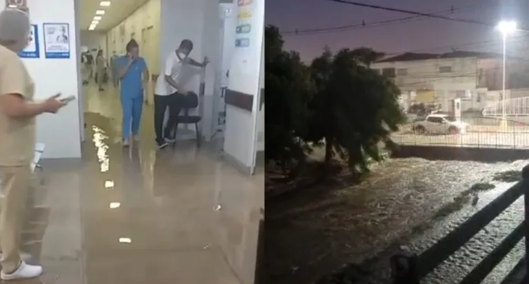 Chuva forte causa transtornos em Sousa: hospital fica alagado e canal de esgoto atinge volume máximo; veja vídeos