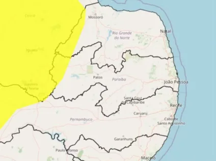 Inmet mantém alerta de chuvas intensas para cidades da Paraíba