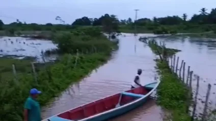 Cheia do rio em Rio Tinto