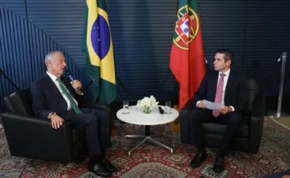 Durante encontro, Hugo Motta e presidente de Portugal criticam protecionismo