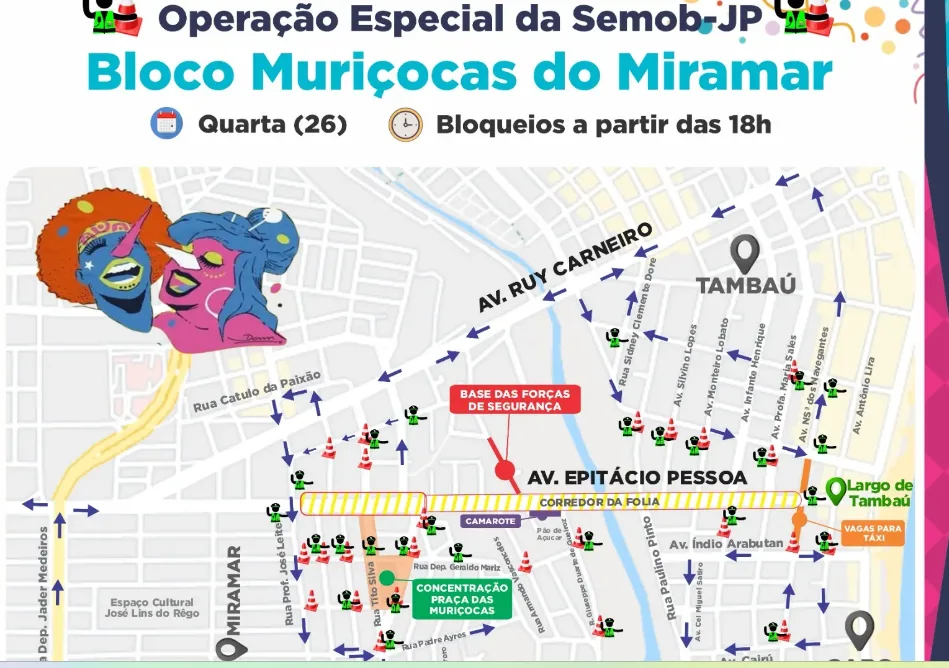 Semob-JP altera trânsito e reforça frota de ônibus para atender os foliões da Muriçocas do Miramar