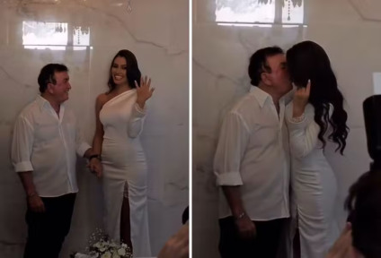 AMOR REAL: Amado Batista se casa com jovem 50 anos mais nova; casal celebra o amor