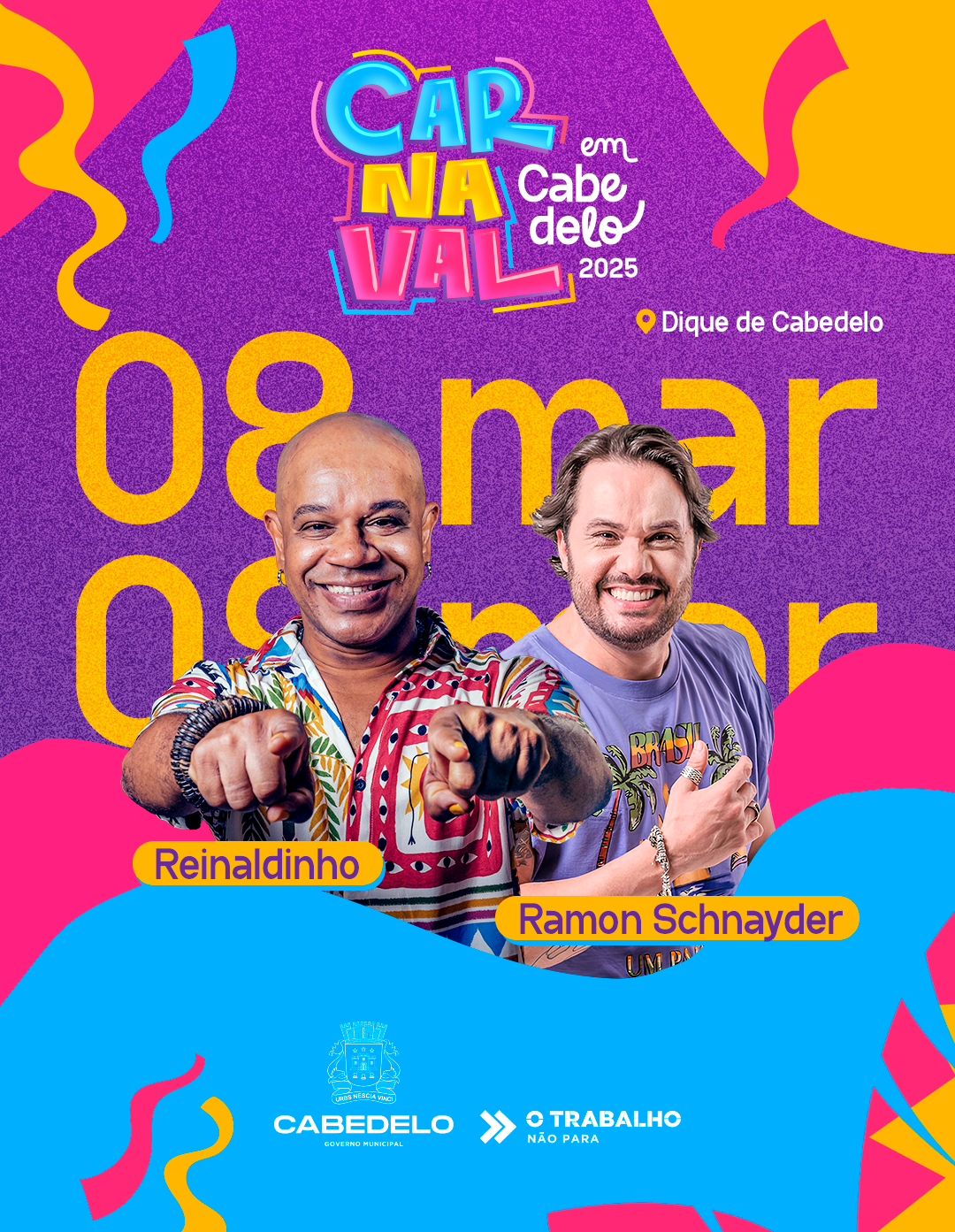 Reinaldinho e Ramon Schnayder encerram  Carnaval de Cabedelo neste sábado (8)